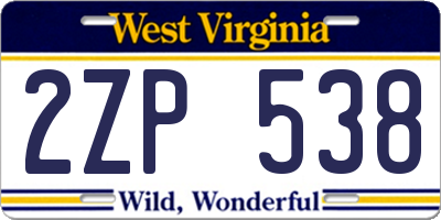WV license plate 2ZP538