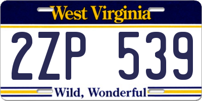 WV license plate 2ZP539
