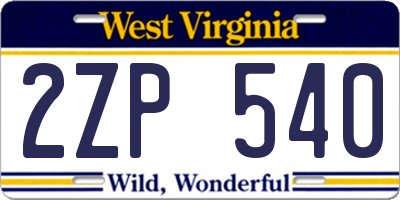 WV license plate 2ZP540