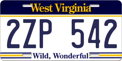 WV license plate 2ZP542