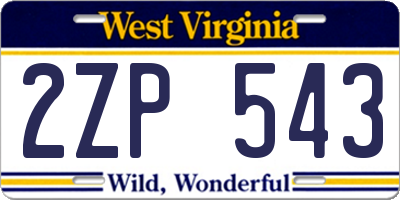 WV license plate 2ZP543