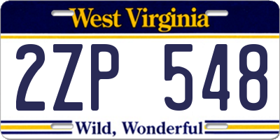 WV license plate 2ZP548