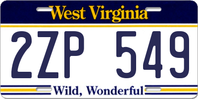 WV license plate 2ZP549