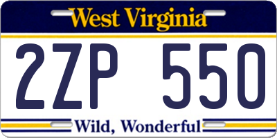 WV license plate 2ZP550