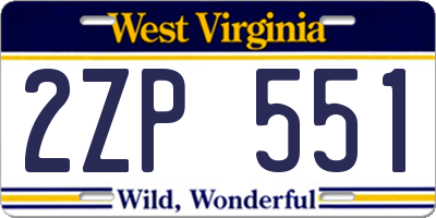 WV license plate 2ZP551