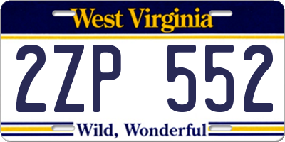 WV license plate 2ZP552