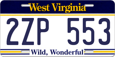 WV license plate 2ZP553