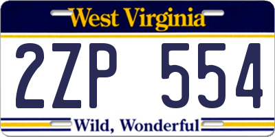 WV license plate 2ZP554
