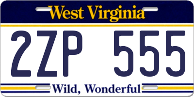 WV license plate 2ZP555