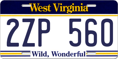 WV license plate 2ZP560