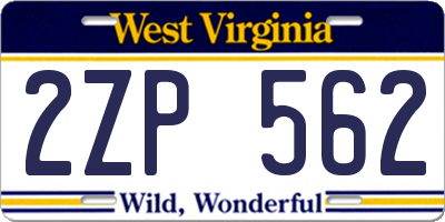 WV license plate 2ZP562