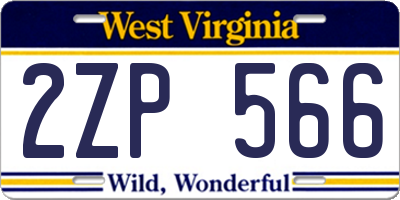 WV license plate 2ZP566