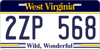 WV license plate 2ZP568
