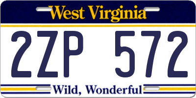 WV license plate 2ZP572