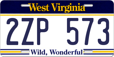 WV license plate 2ZP573