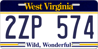 WV license plate 2ZP574