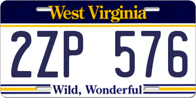 WV license plate 2ZP576