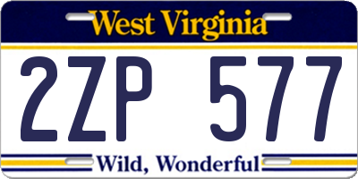 WV license plate 2ZP577