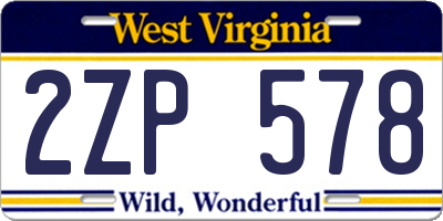 WV license plate 2ZP578