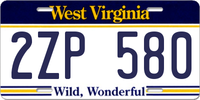 WV license plate 2ZP580