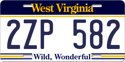 WV license plate 2ZP582