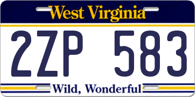 WV license plate 2ZP583