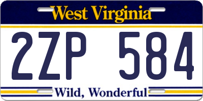 WV license plate 2ZP584