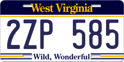 WV license plate 2ZP585