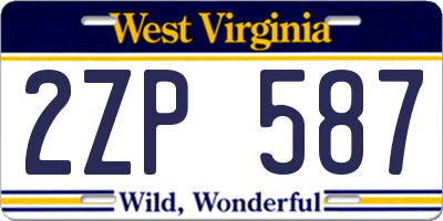 WV license plate 2ZP587