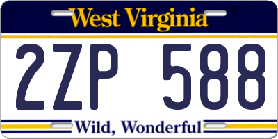 WV license plate 2ZP588