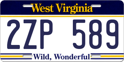 WV license plate 2ZP589