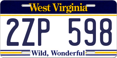 WV license plate 2ZP598