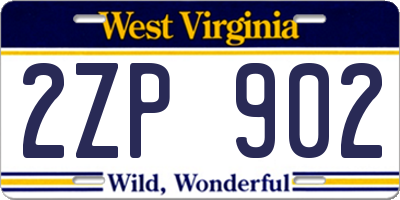 WV license plate 2ZP902