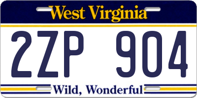 WV license plate 2ZP904