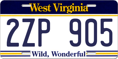 WV license plate 2ZP905