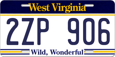 WV license plate 2ZP906