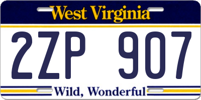 WV license plate 2ZP907