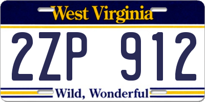 WV license plate 2ZP912