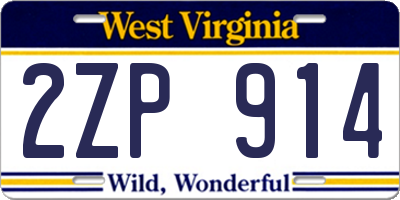 WV license plate 2ZP914