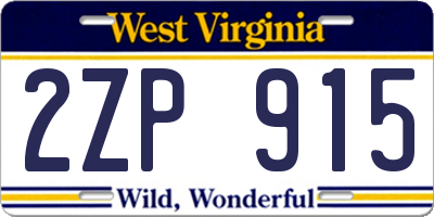 WV license plate 2ZP915