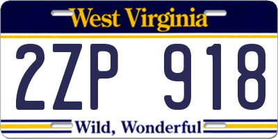 WV license plate 2ZP918