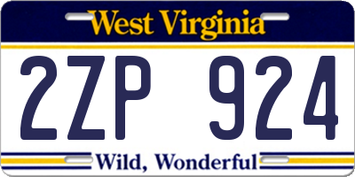WV license plate 2ZP924