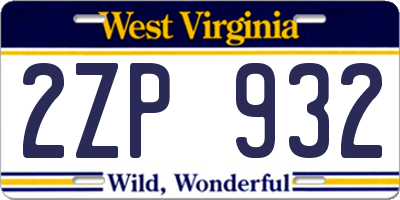 WV license plate 2ZP932
