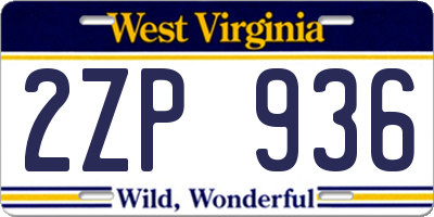 WV license plate 2ZP936