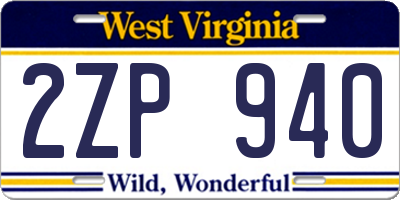 WV license plate 2ZP940