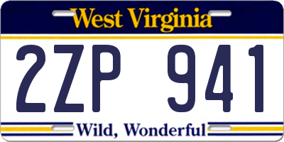 WV license plate 2ZP941