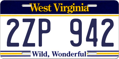 WV license plate 2ZP942