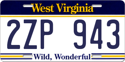 WV license plate 2ZP943