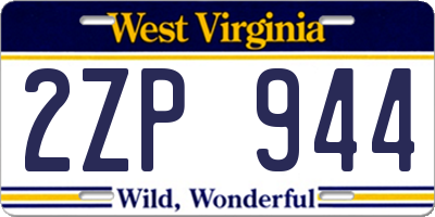 WV license plate 2ZP944