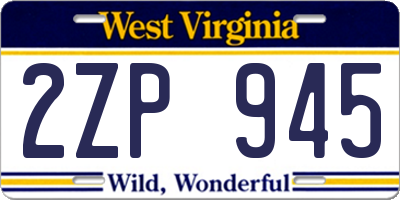 WV license plate 2ZP945